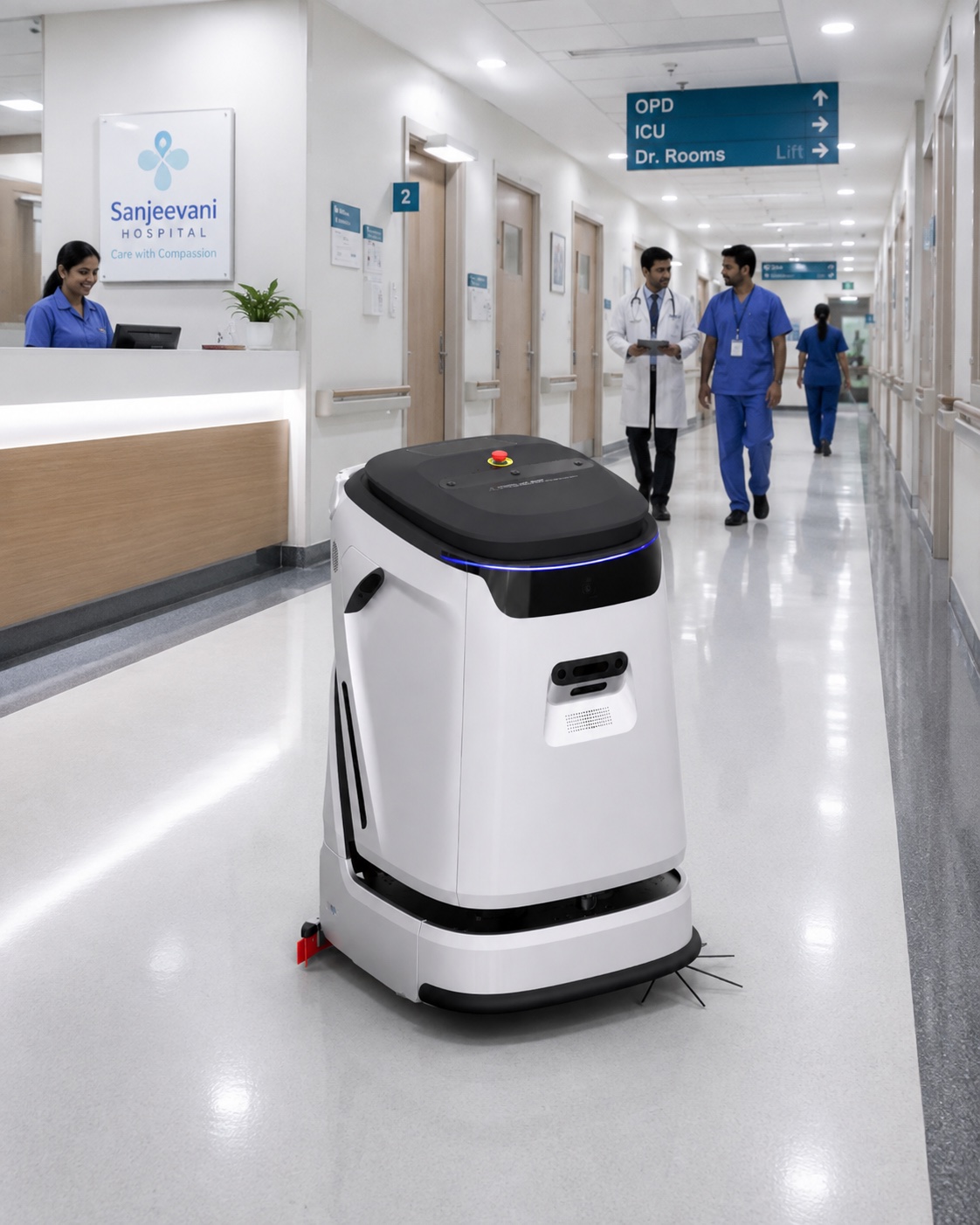 RIFE CleanBot C5 in a hospital corridor
